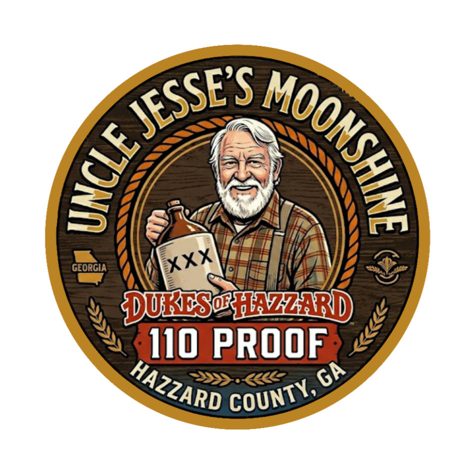 Dukes of Hazzard’s (Uncle Jesse’s Moonshine) 4″ Handmade Vinyl Decal Vehicle 262