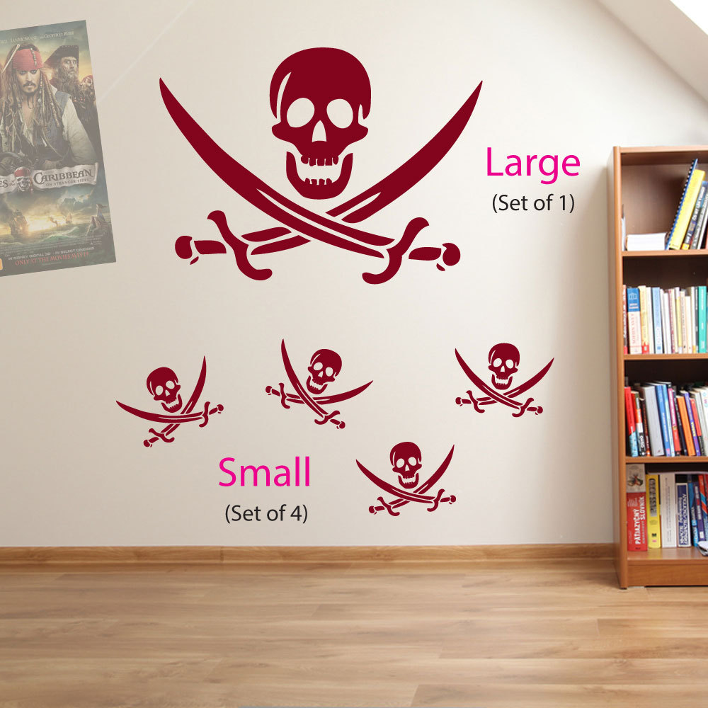 Skull and Cross Bones Pirates Swords Skulls Kids Wall Stickers Decal Decor A19