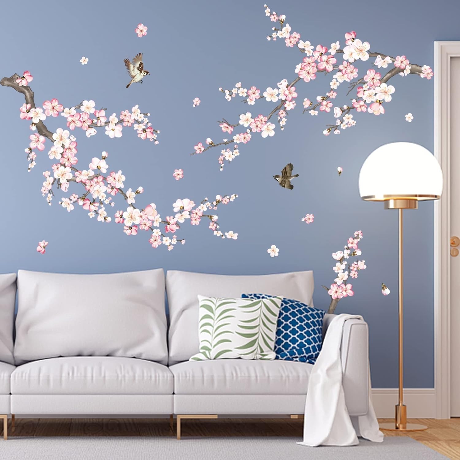 Waterproof Cherry Blossom Wall Art Stickers for Effortless Room Transformation