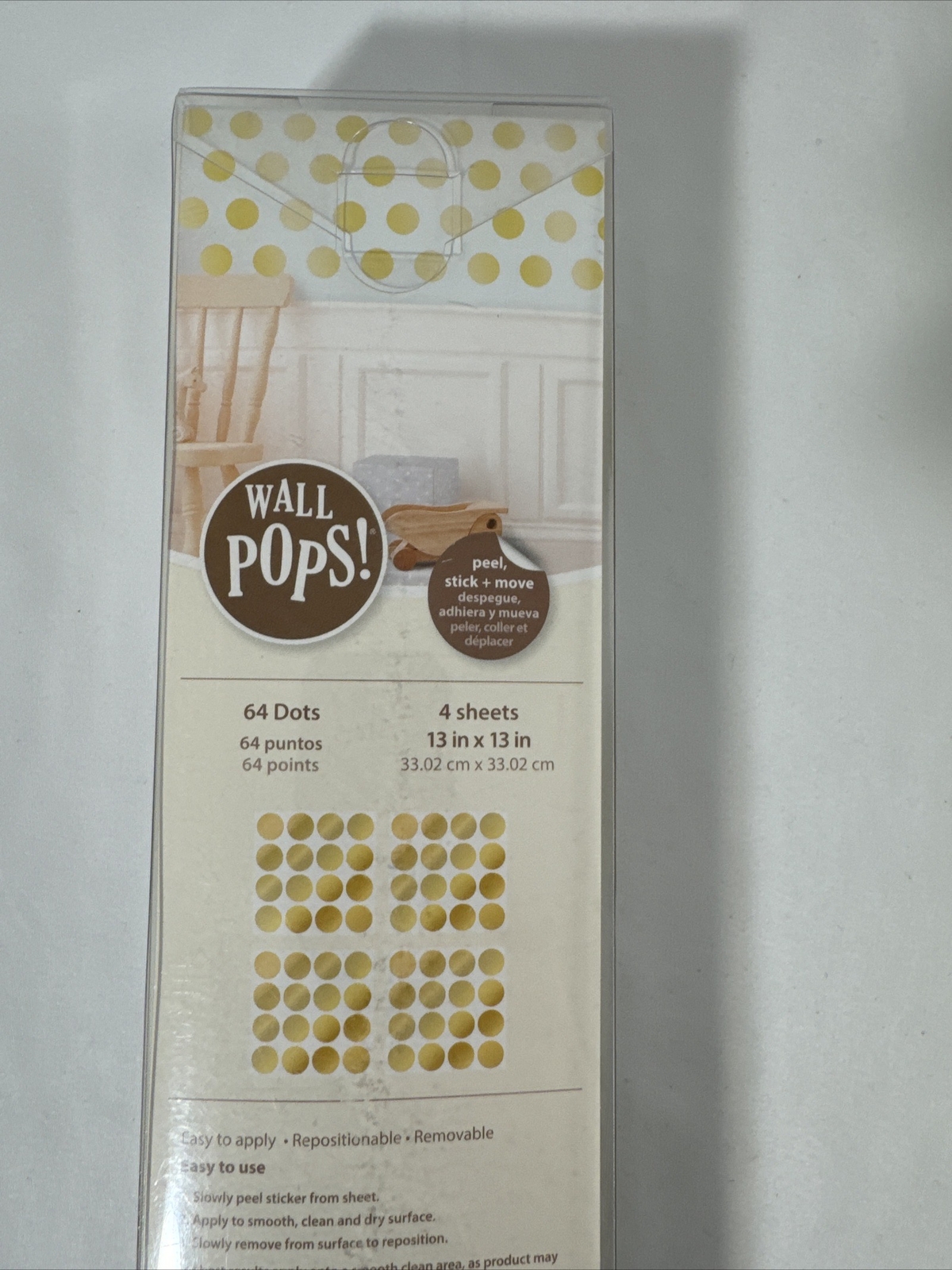 WallPops Metallic Gold Confetti Dot Wall Decals 64 Pack Peel Stick Wall Decor