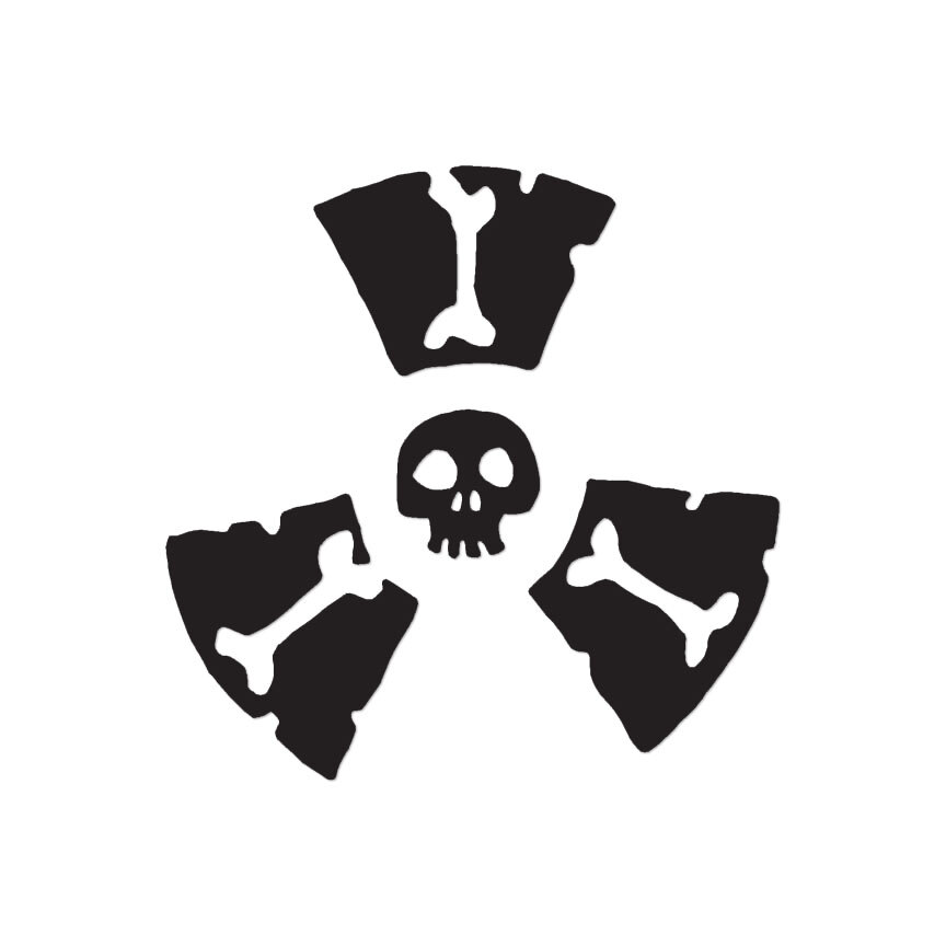 Radioactive Skull Symbols – Decal Sticker – Multiple Color & Sizes – ebn557