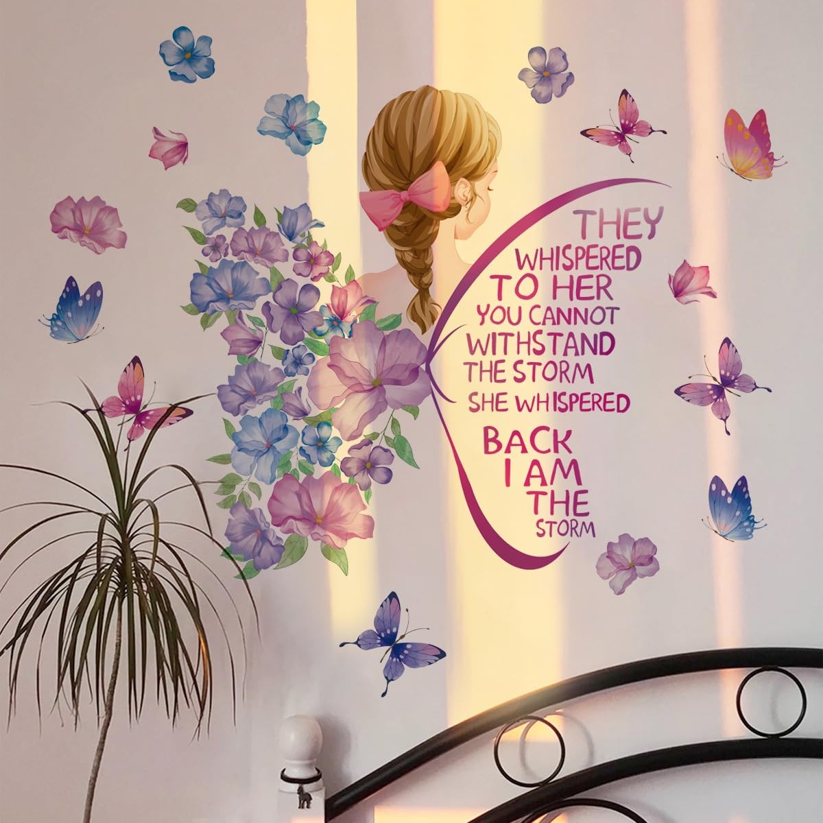 Colorful Inspirational Quotes Wall Decals Purple Butterfly Girls Wall Sticker…