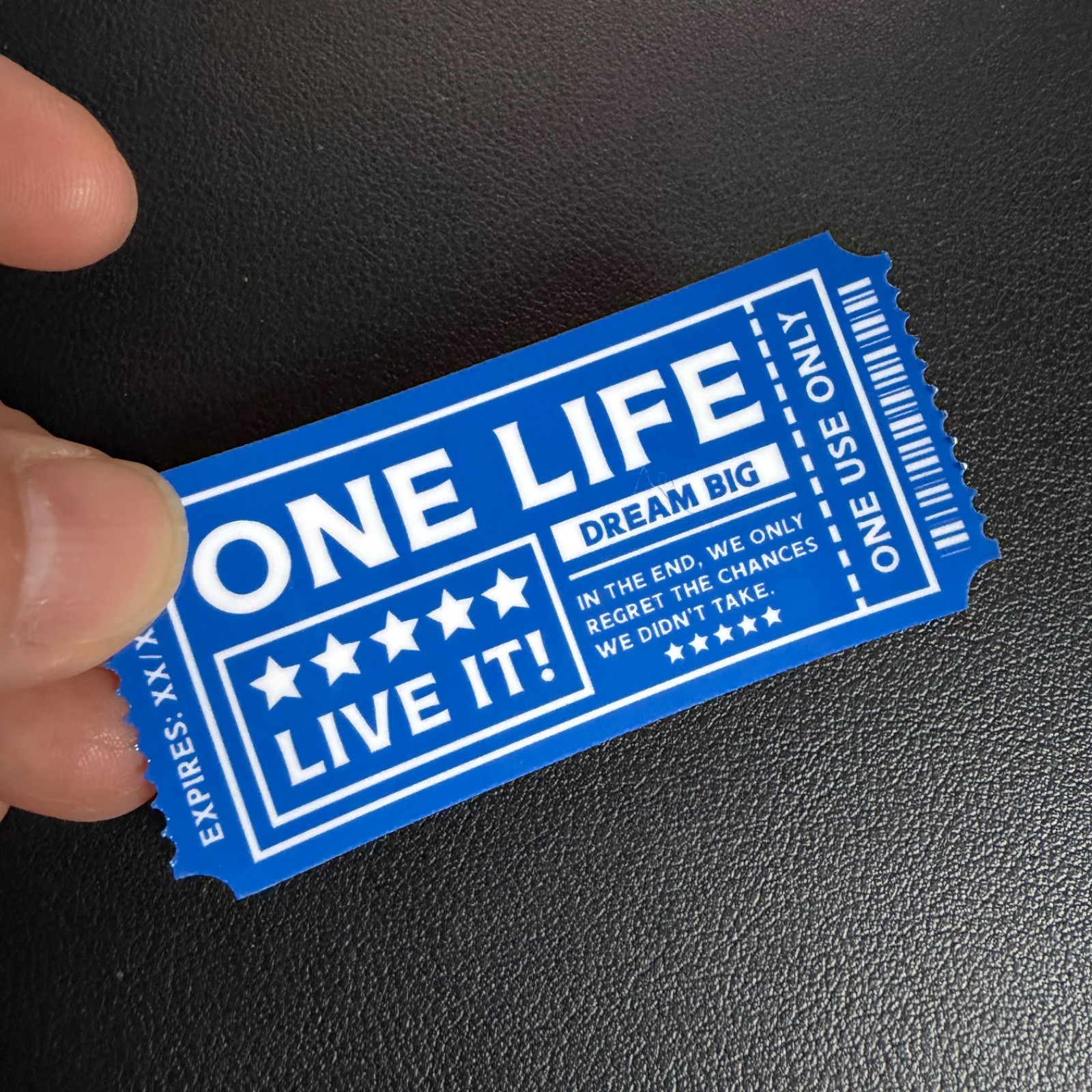 One Life Dream Big Raffle Ticket Sticker – Laptop Water Bottle You Pick