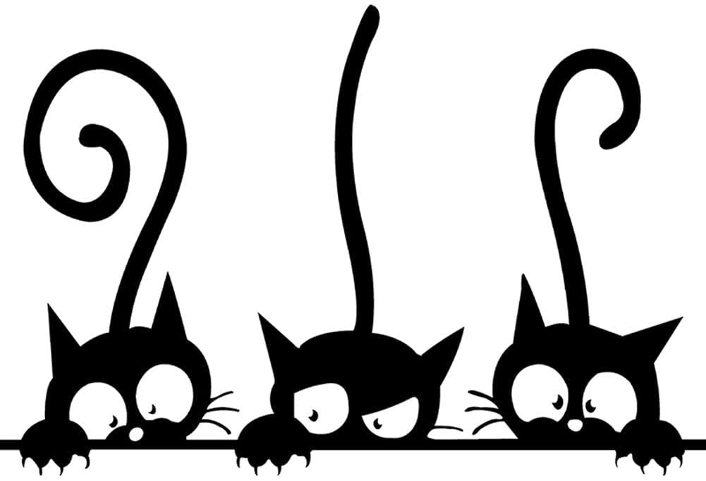 Wall PVC Wall Sticker Decal Quote Art Vinyl Cat Pattern 8”×12′ Black