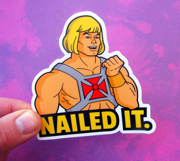 He-Man Nailed It! Die Cut Vinyl Sticker Masters of the Universe Skateboard MOTU