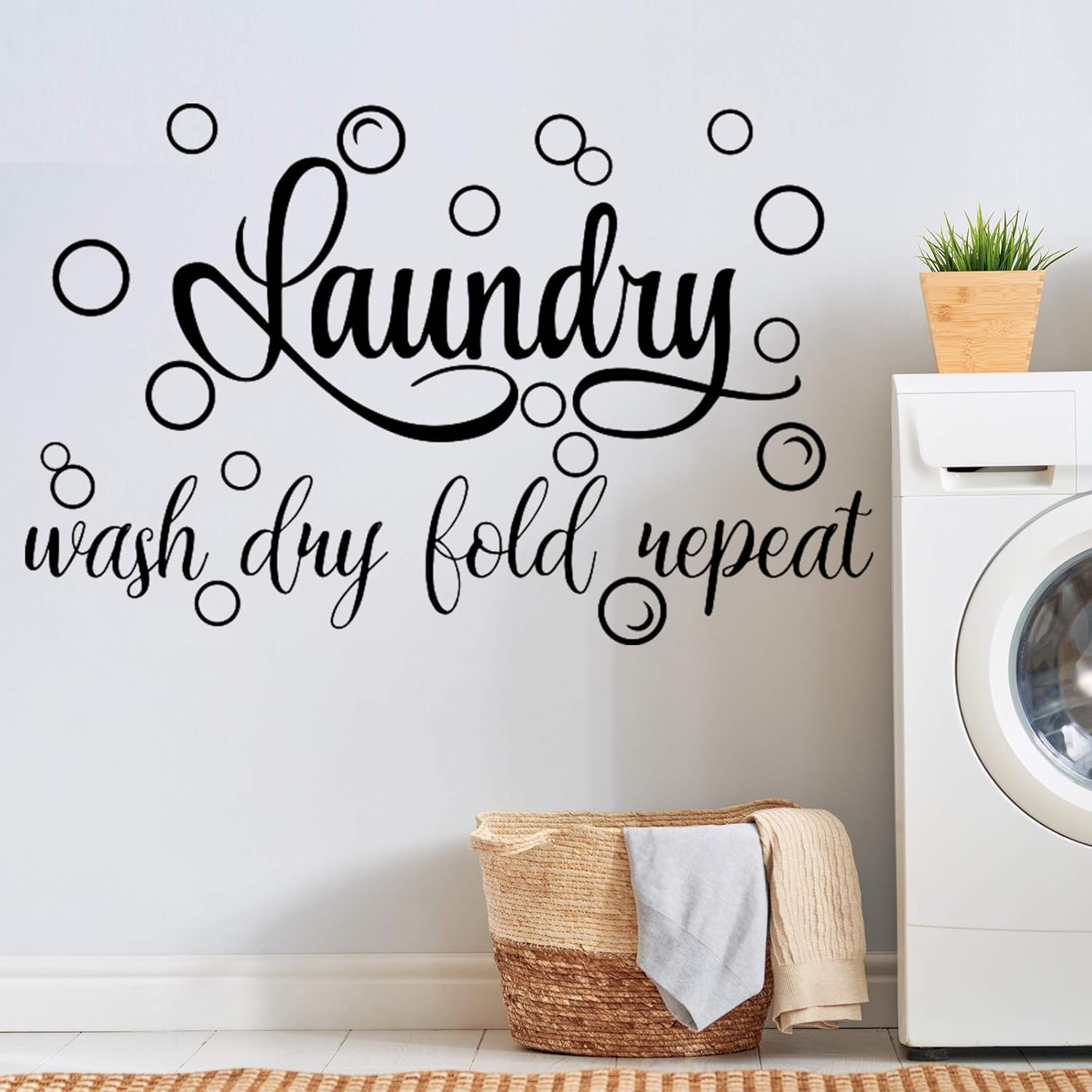 Zonon Laundry Room Decals Decor Stickers 19.7 x 30.7 Inch, Black