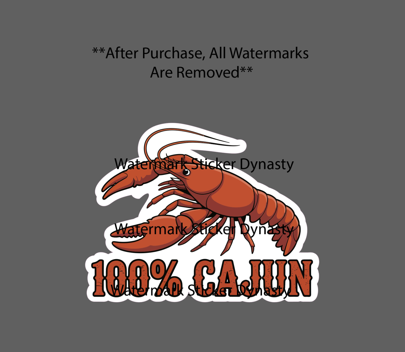 100% Cajun Sticker Waterproof Decal Louisiana Crawfish Crawdad Gift NEW