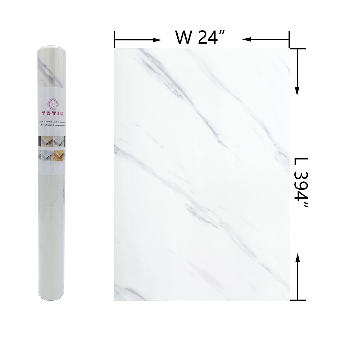 Wide Milk White Marble Wallpaper Peel Stick 24x394inch Glossy Thicken Waterpr…