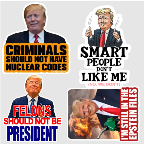 4pc Assorted Anti Trump Vinyl Stickers Heavy Duty Die Cut Durable 3.0″W x 3.5″H