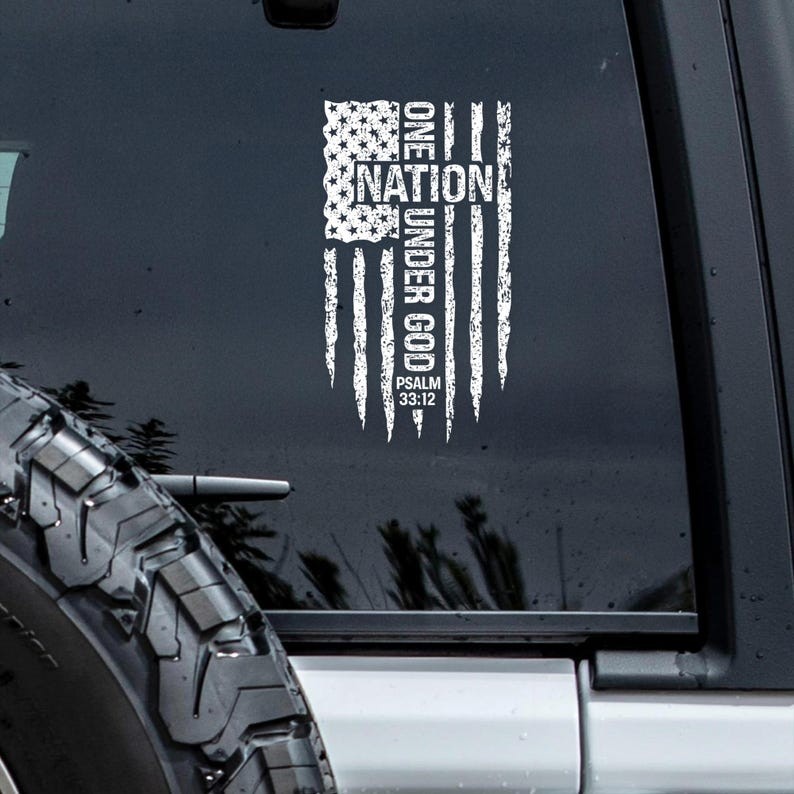 One Nation Under God American Flag Cross Christian Patriotic Sticker Decal