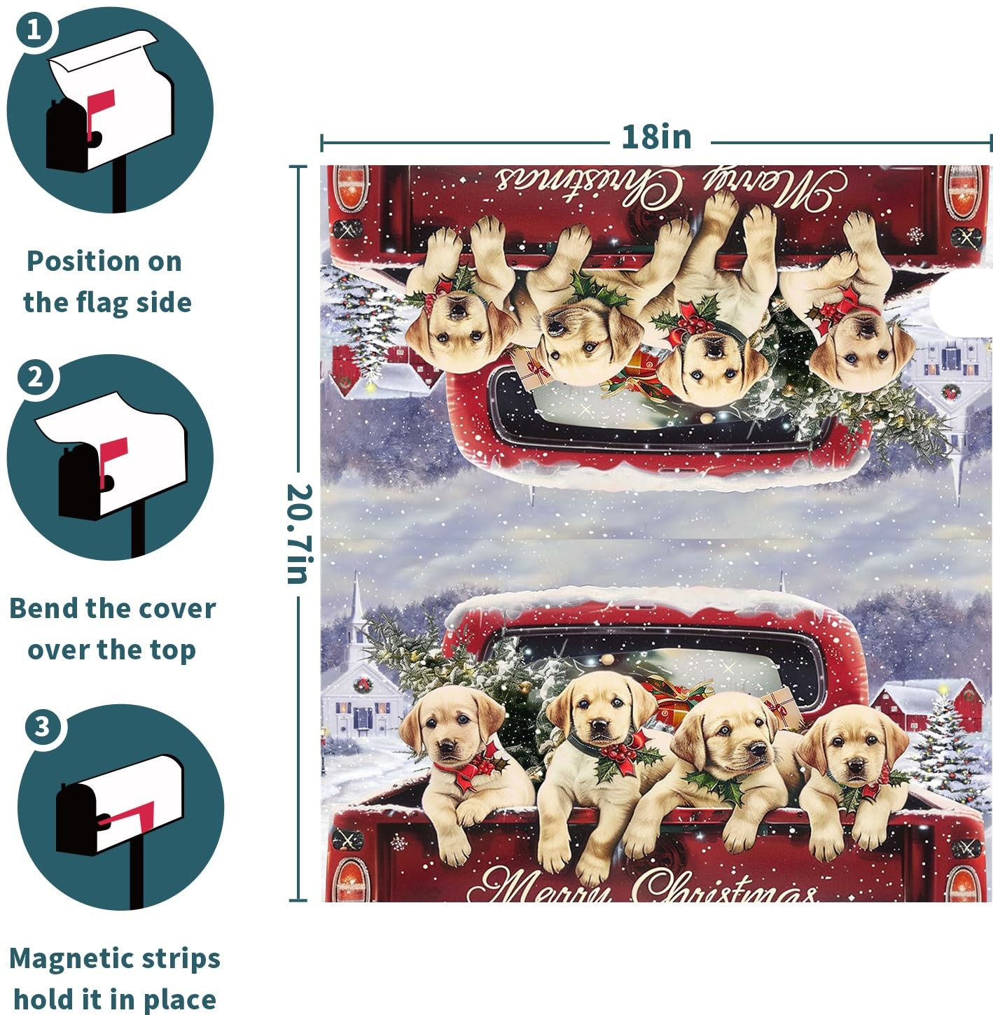 Kawani Merry Christmas Mailbox Covers with Magnetic 21×18 Inch, Lab