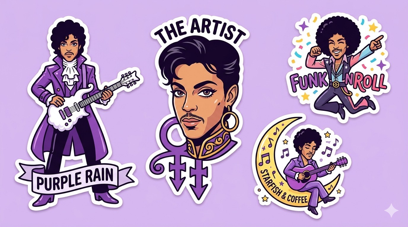 4 Prince Decal Stickers Phone Laptop