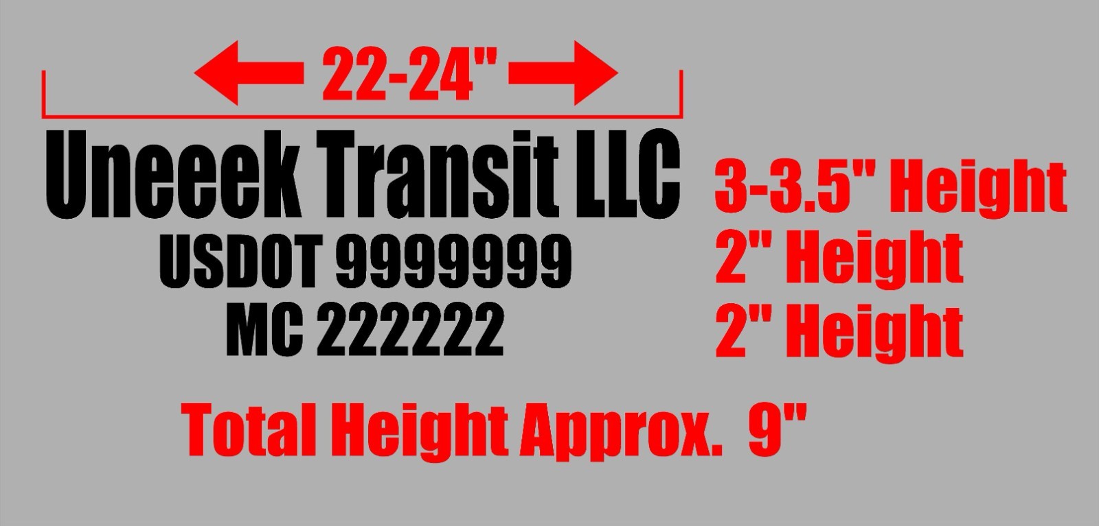 CUSTOM NAME TEXT Truck Business Decal stick vinyl for Description DOT MC LLC
