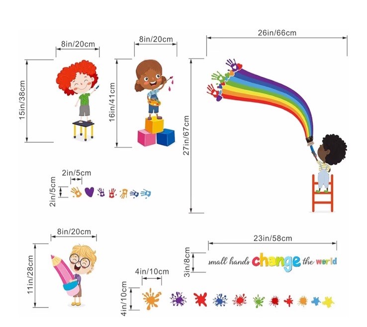 Small Hands Change The World Wall Stickers – Inspirational Quotes Rainbow
