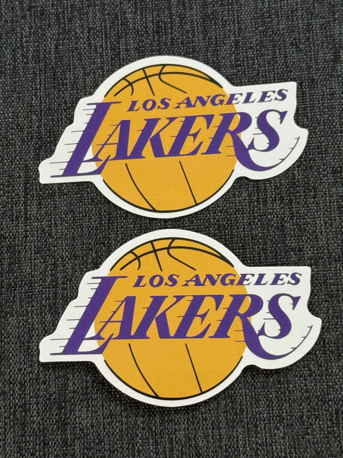 Lot (2) LOS ANGELES LAKERS 1 7/8″ x 3″ Team Logo STICKERS Fast! FREE SHIP!