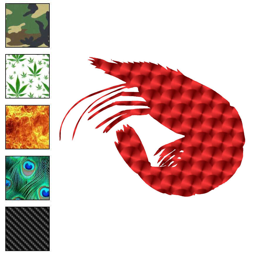 Shrimp, Vinyl Decal Sticker, 40 Patterns & 3 Sizes, #7016
