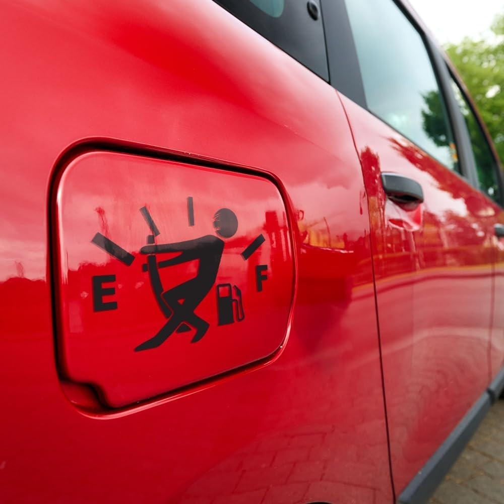 Funny Gas Tank Pulling Needle Stickman Vinyl Sticker Car Truck Bumper 4″ x 3.75″