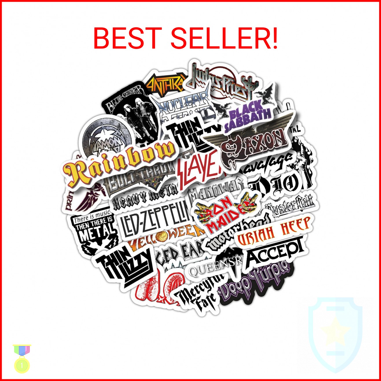 BulbaCraft Heavy Metal Band Sticker Pack, Rock Stickers – 35 Pieces, Strong Adhe