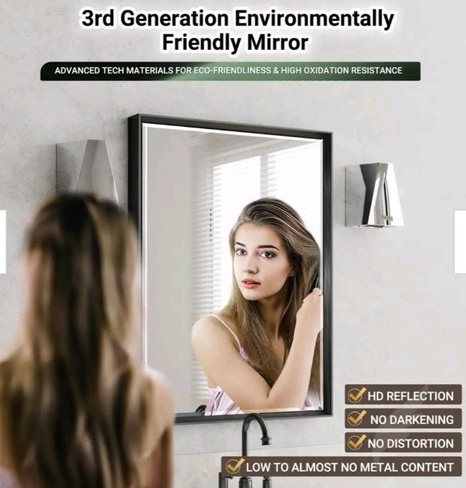 QueenFun 48 in. W x 36 in. H Rectangular Framed Aluminum Beveled Edge Wall Mount
