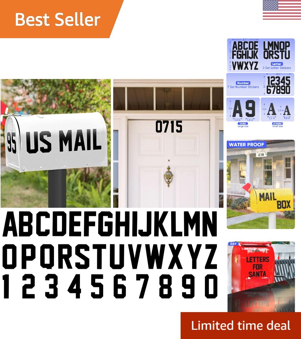 148 PCS Mailbox Numbers and Letters Stickers Decals,3″ X 7 Set Number 0-9 and…