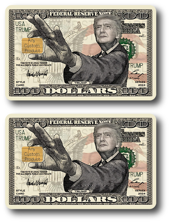 Trump 2024 Bill “Holding Chip” Credit Card Skin 2-Pack – Parody Decal