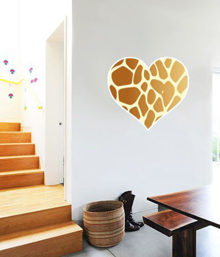 Giraffe Animal Print Heart Wall Decal Large Vinyl Sticker 24″ x 22″