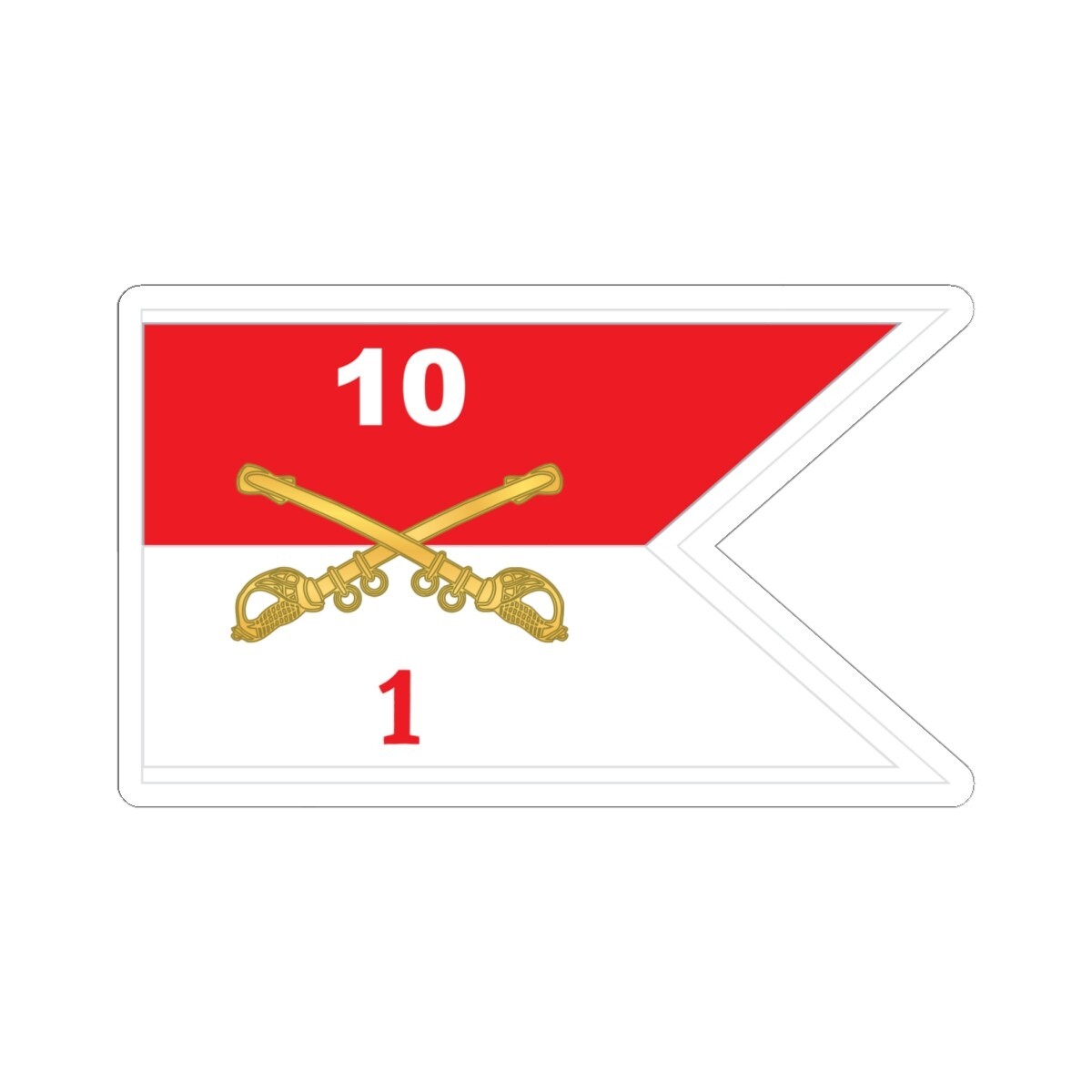 Kiss-Cut Stickers – 1st Squadron – 10th Cavalry Guidon w White Boundries X 300