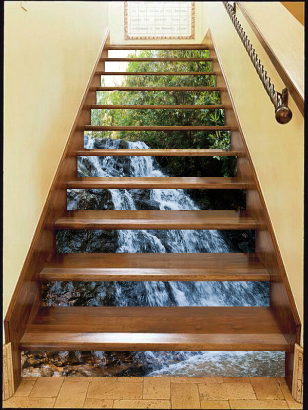 3D River Forest AZ219 Stair Risers Decoration Mural Vinyl Wallpaper Kay