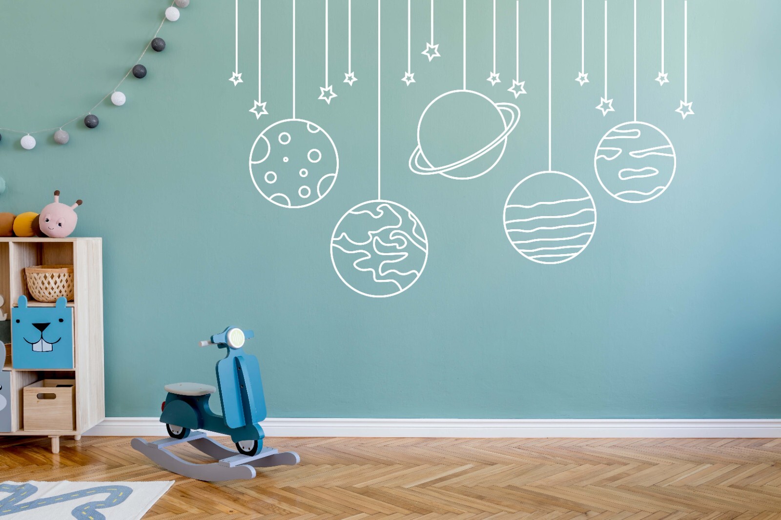 Space Wall Decal – Planets Wall Decal, Solar System Stars Wall Sticker n027