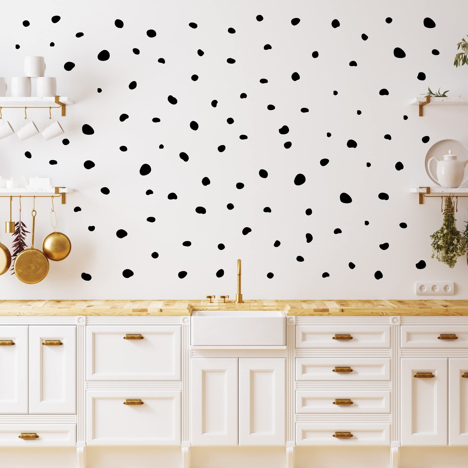Decalcomania Irregular Black Dots Wall Decals – Set of 216 Small Dalmation Do…