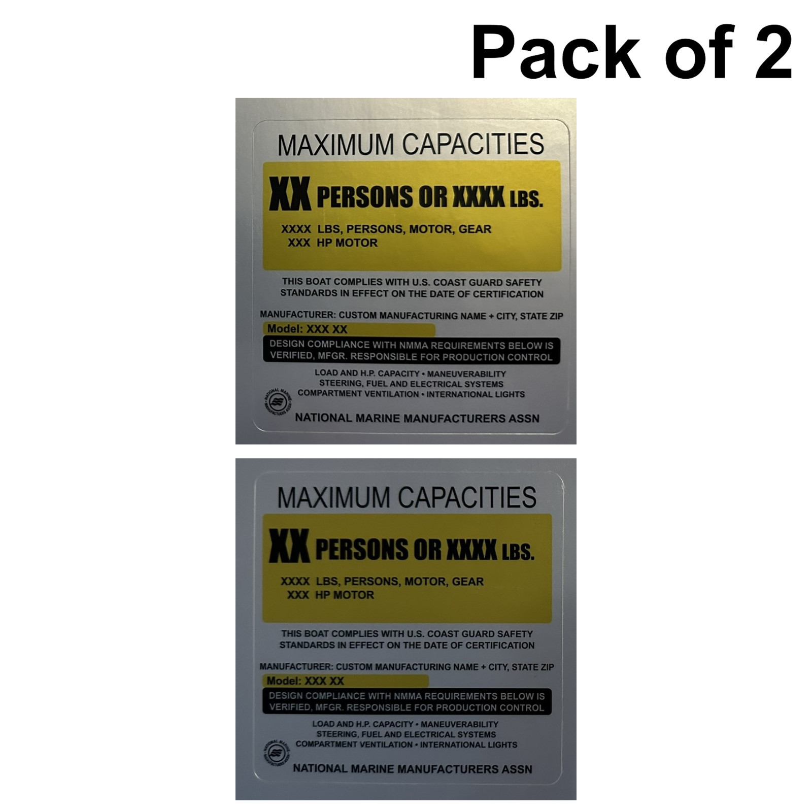 Custom Boat Capacity Sticker – Special Order