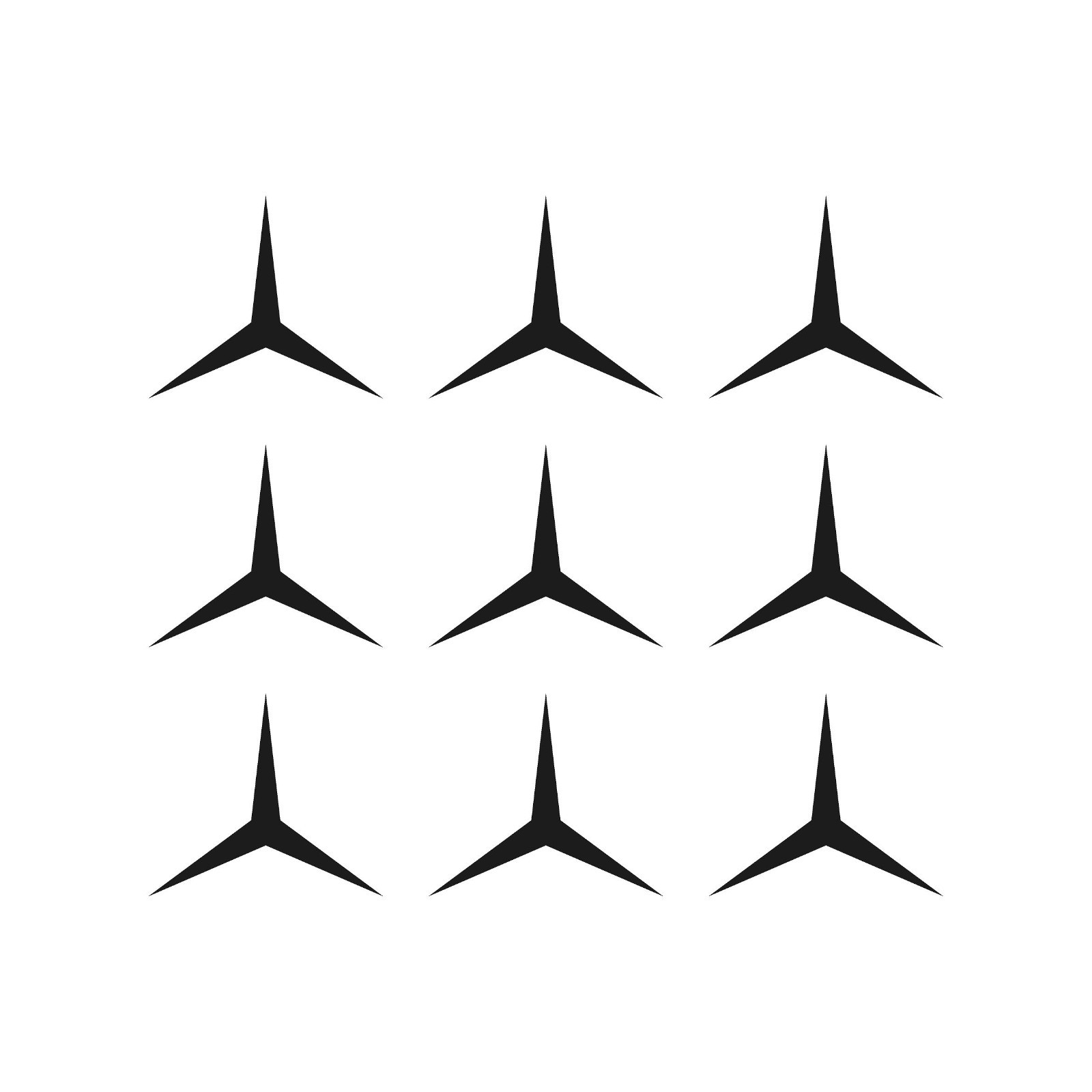 Set of 9 – Three Point Star Thin Shape Vinyl Decals 3 Point stars Stickers
