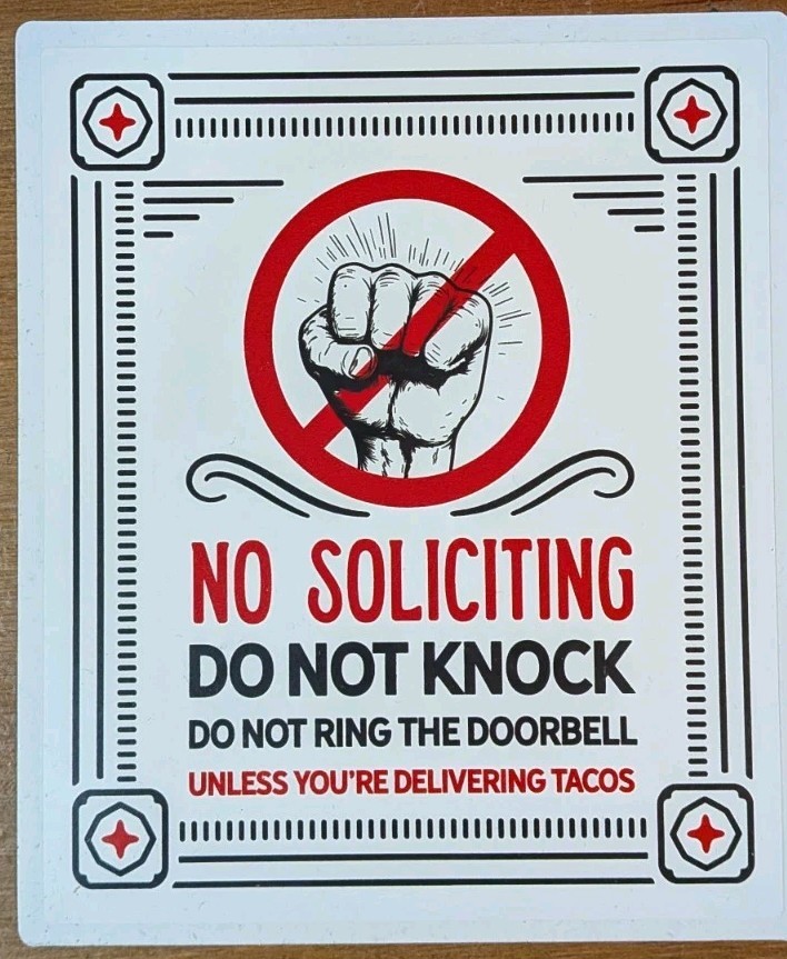 Funny Do Not Knock Sticker – Do Not Knock Unless Delivering Tacos