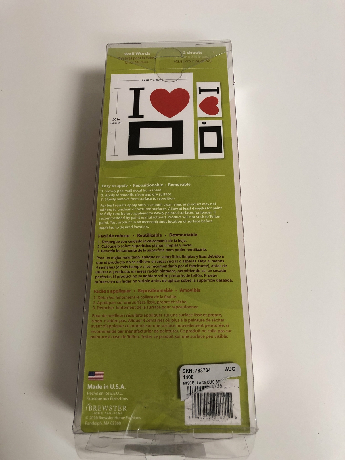 Wall Pops! Wall Words Safe For Walls I Love Photo Frame Peel Stick Move