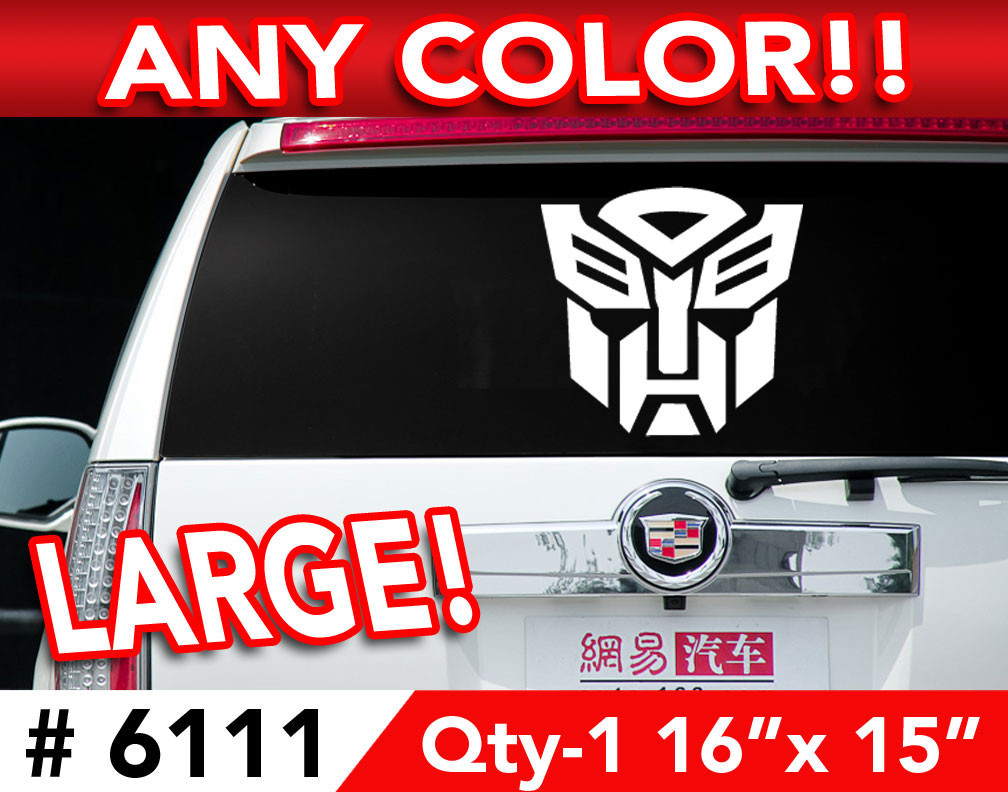 TRANSFORMERS AUTOBOT LARGE DECAL STICKER 16″w x15″h Any 1 Color