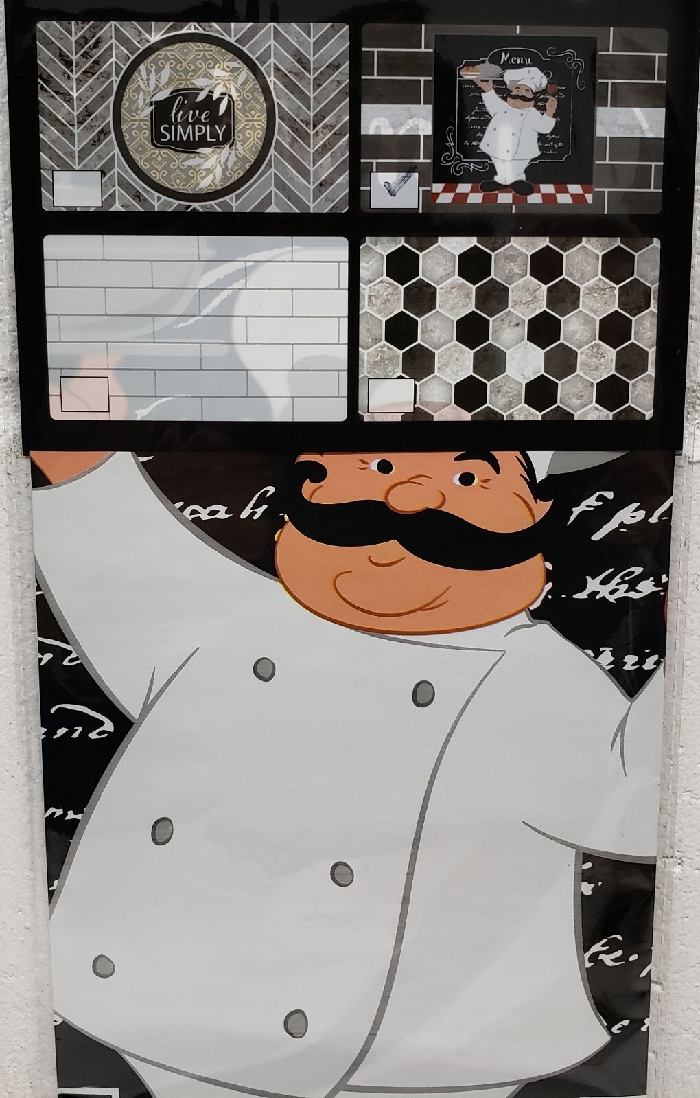 KITCHEN STOVE BACKSPLASH STICKER / WALL DECALl (30″x18″) FAT CHEF, GR