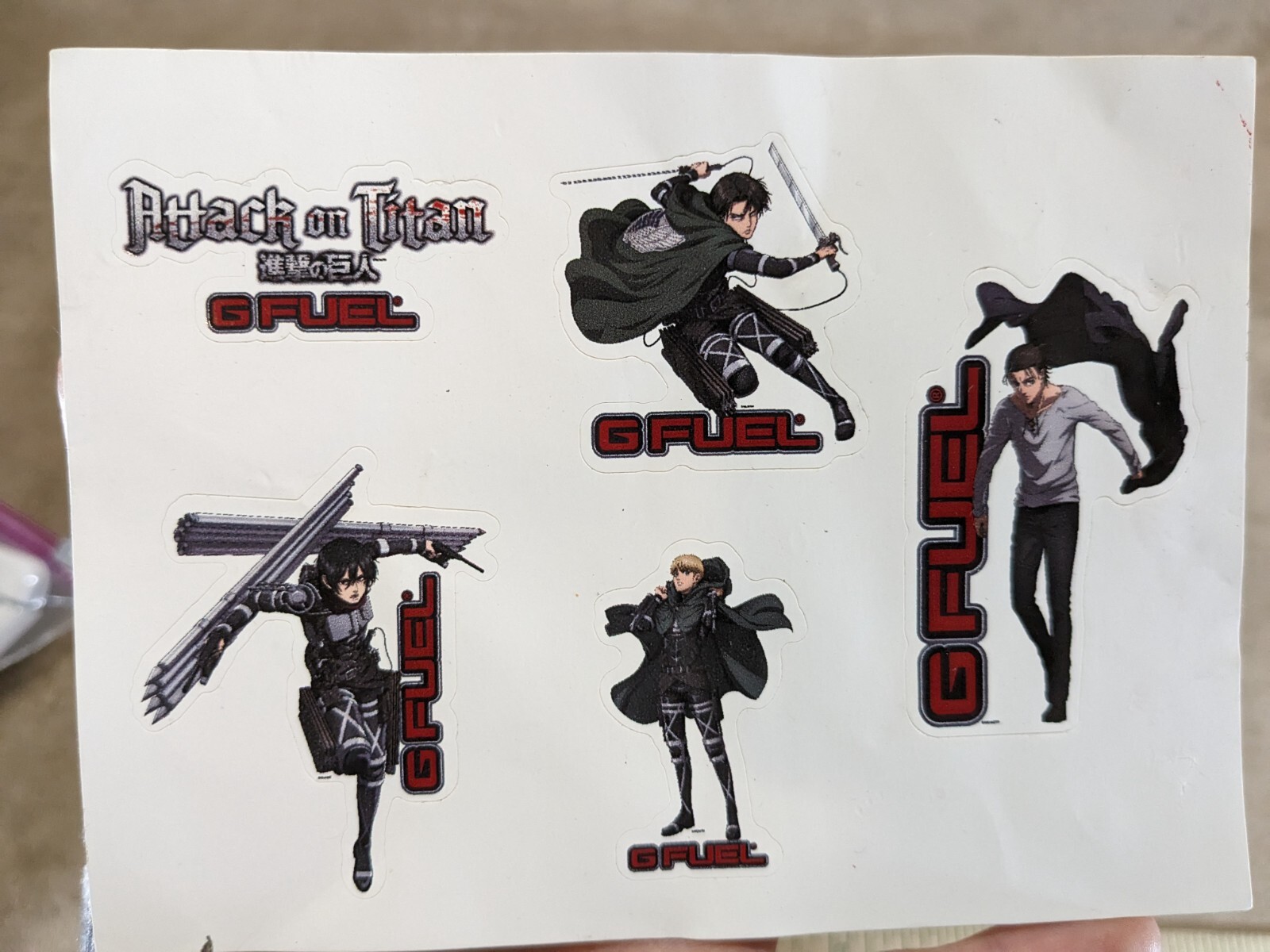 G Fuel Attack on Titan! Stickers ONLY from the Spinal Fluid Collector Box