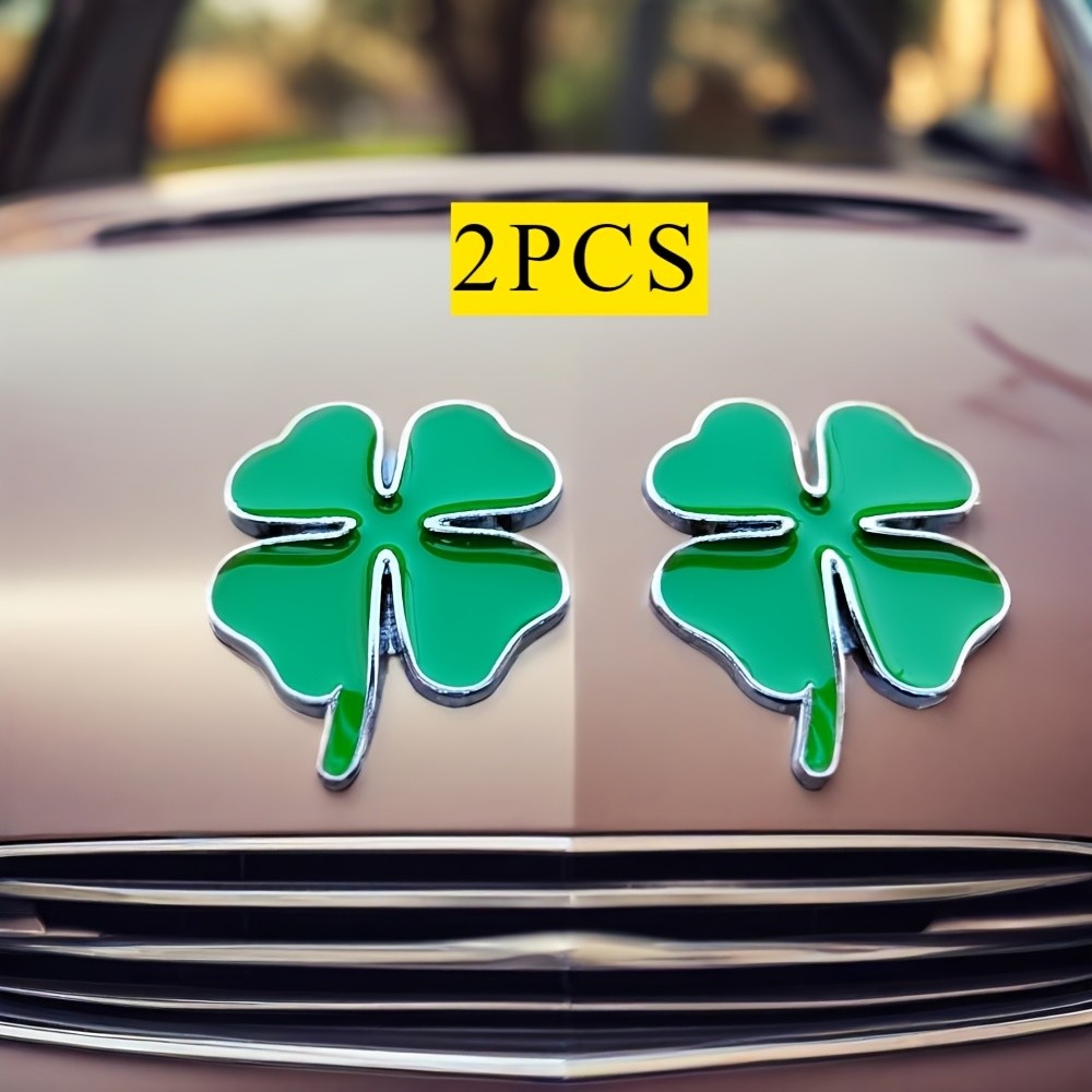 Long Lasting Robust Compact 2PCS 3D Zinc Alloy Four-Leaf Clover Car Tail Emblems