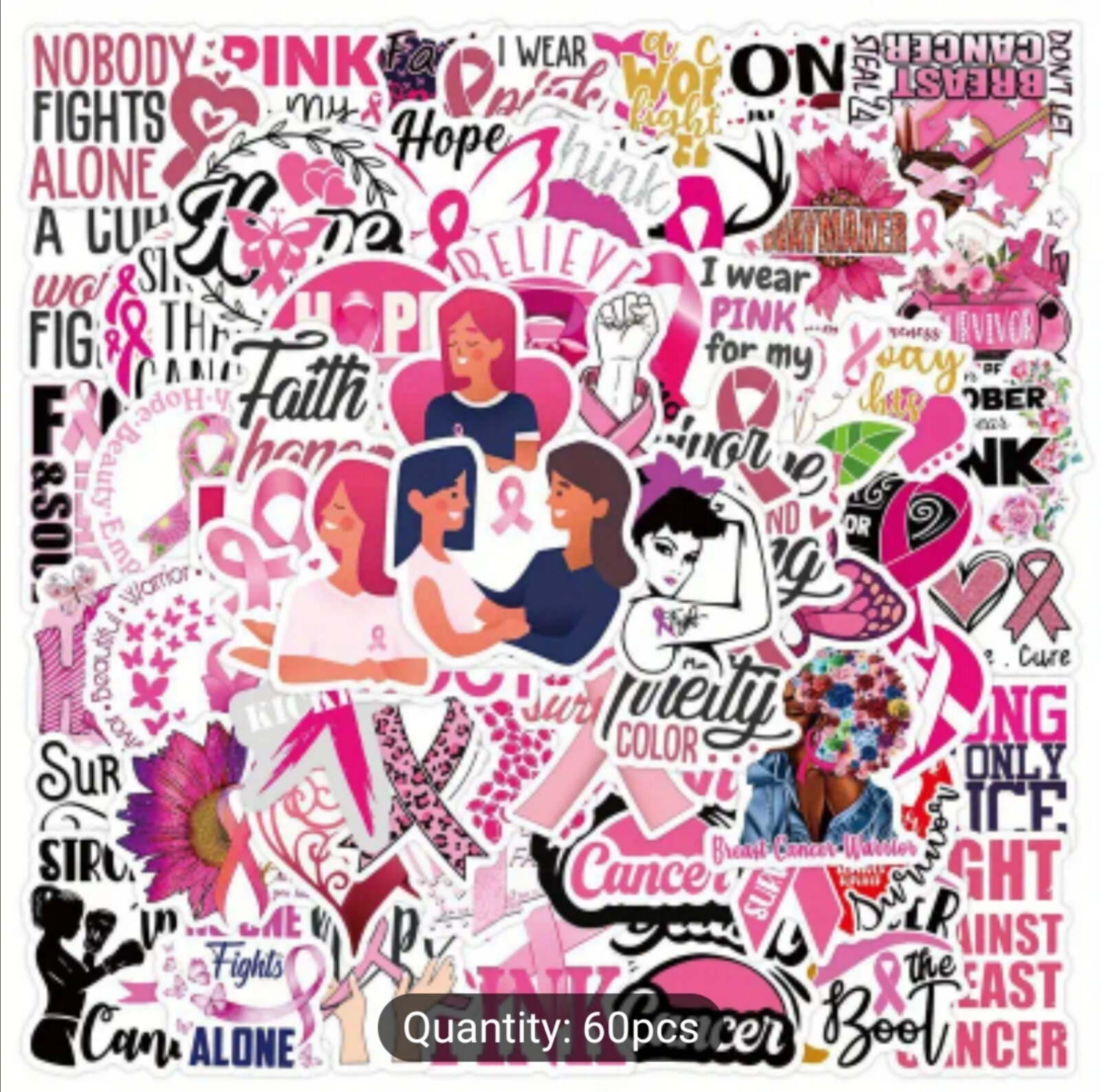 20 PCS Breast Cancer Awareness Survivors Pink Ribbon Stickers BRAND NEW