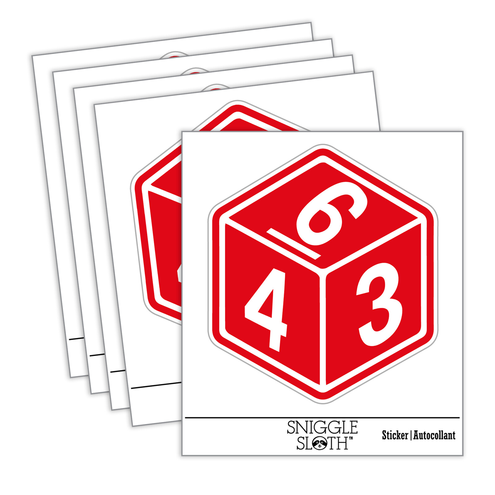D6 6 Sided Gaming Gamer Dice Critical Role Laptop Water Bottle Sticker 5 Pack