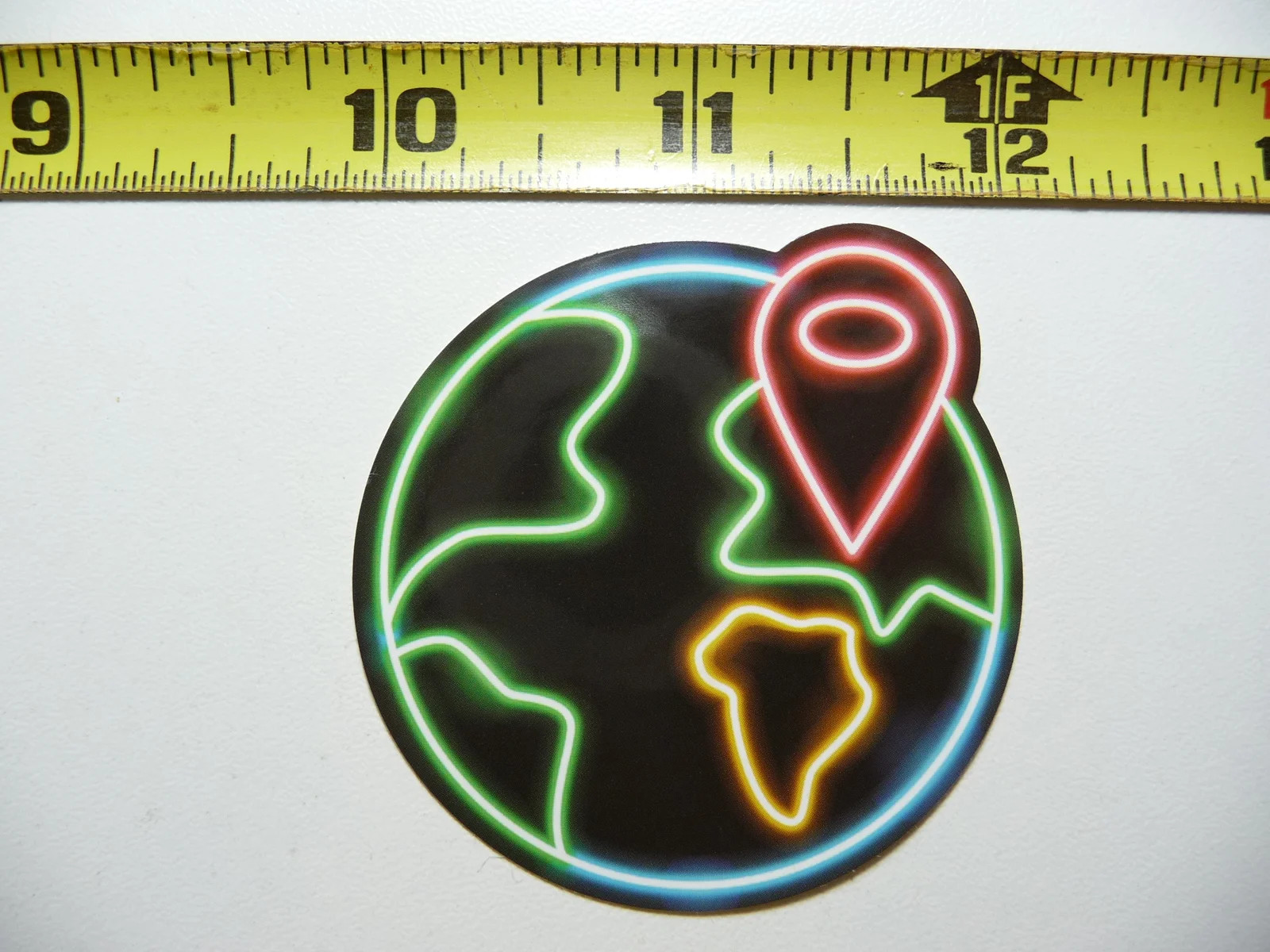EARTH INTERNATIONAL TRAVEL SMALL STICKER DECAL NEON STYLE FUN FUNNY SCRAPBOOKING