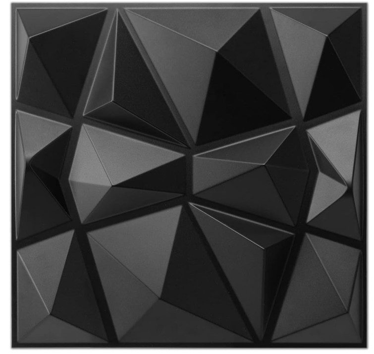 Decorative 3D Wall Panels in Diamond Design, 12″X12″ Matt Black for Home and Off