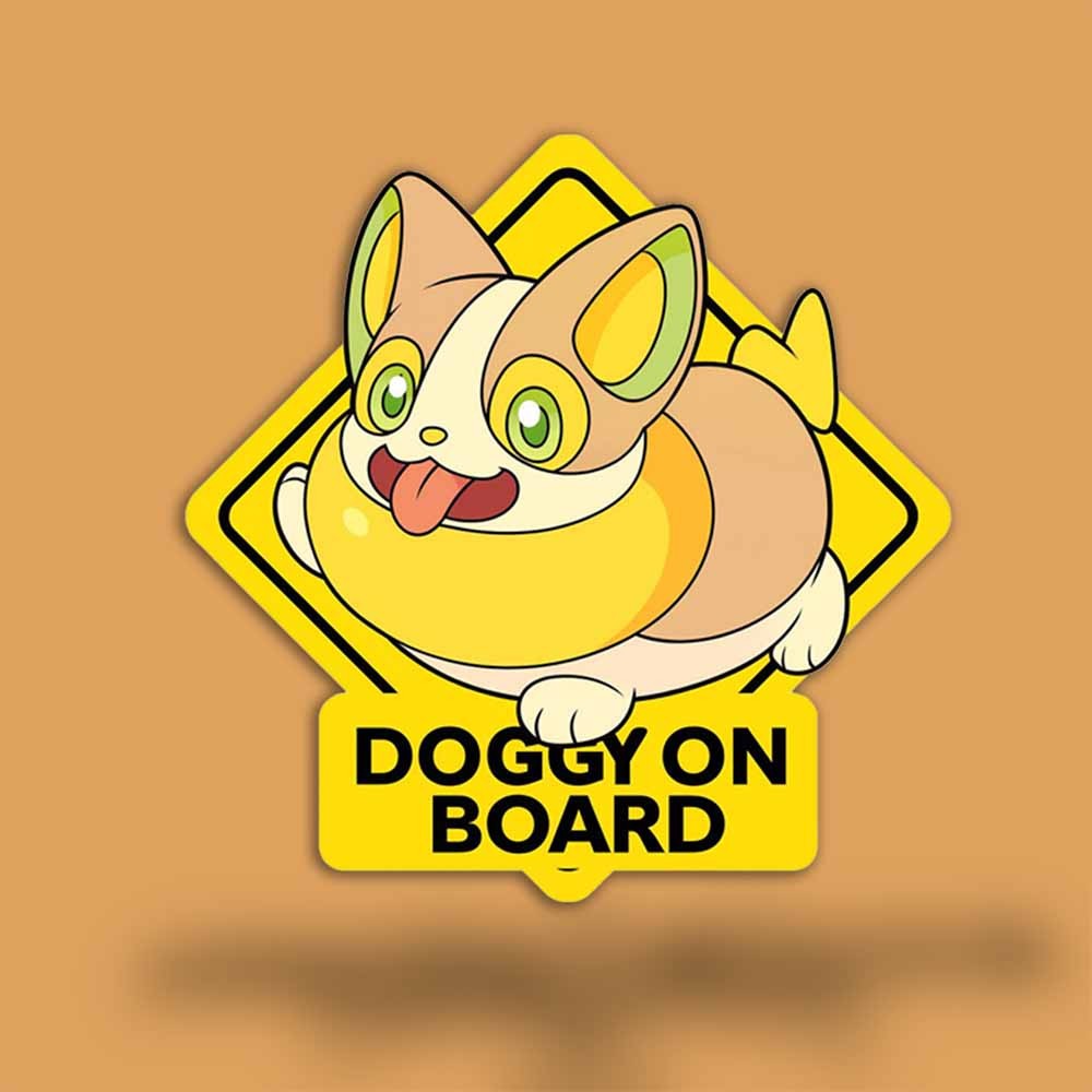 Yamper Doggy On Board Vinyl Decal – Pokémon Anime Sticker – Hi-Vis Car Window