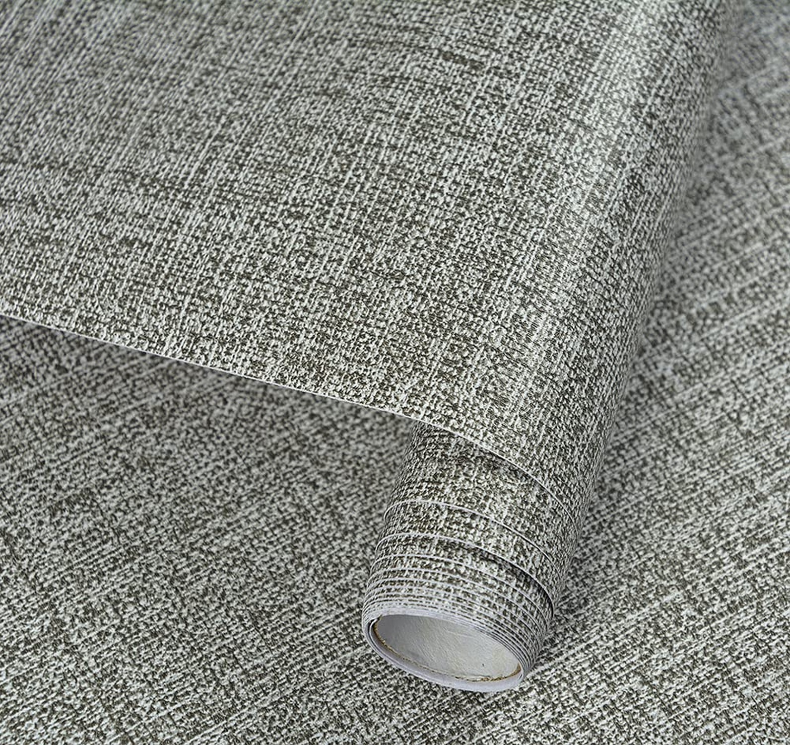 H9422 Solid Color Peel and Stick Textile Wallpaper 17.7″ x 9.8ft Gray Faux Cl…