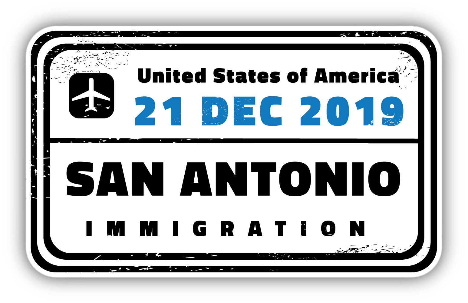 San Antonio City USA Retro Vintage Immigration Vinyl Sticker Decal