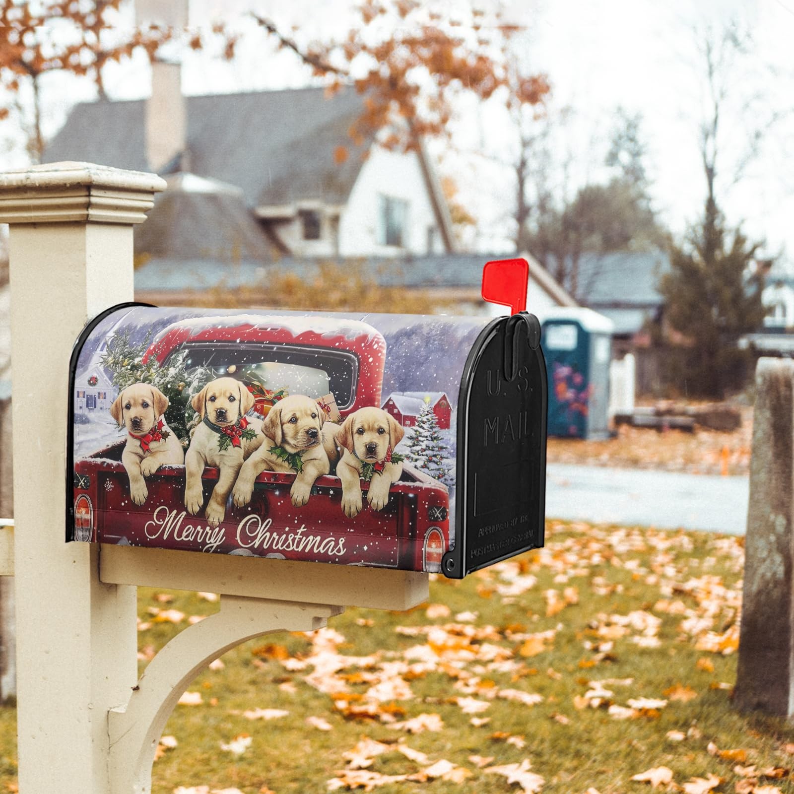 Kawani Merry Christmas Mailbox Covers with Magnetic 21×18 Inch, Lab