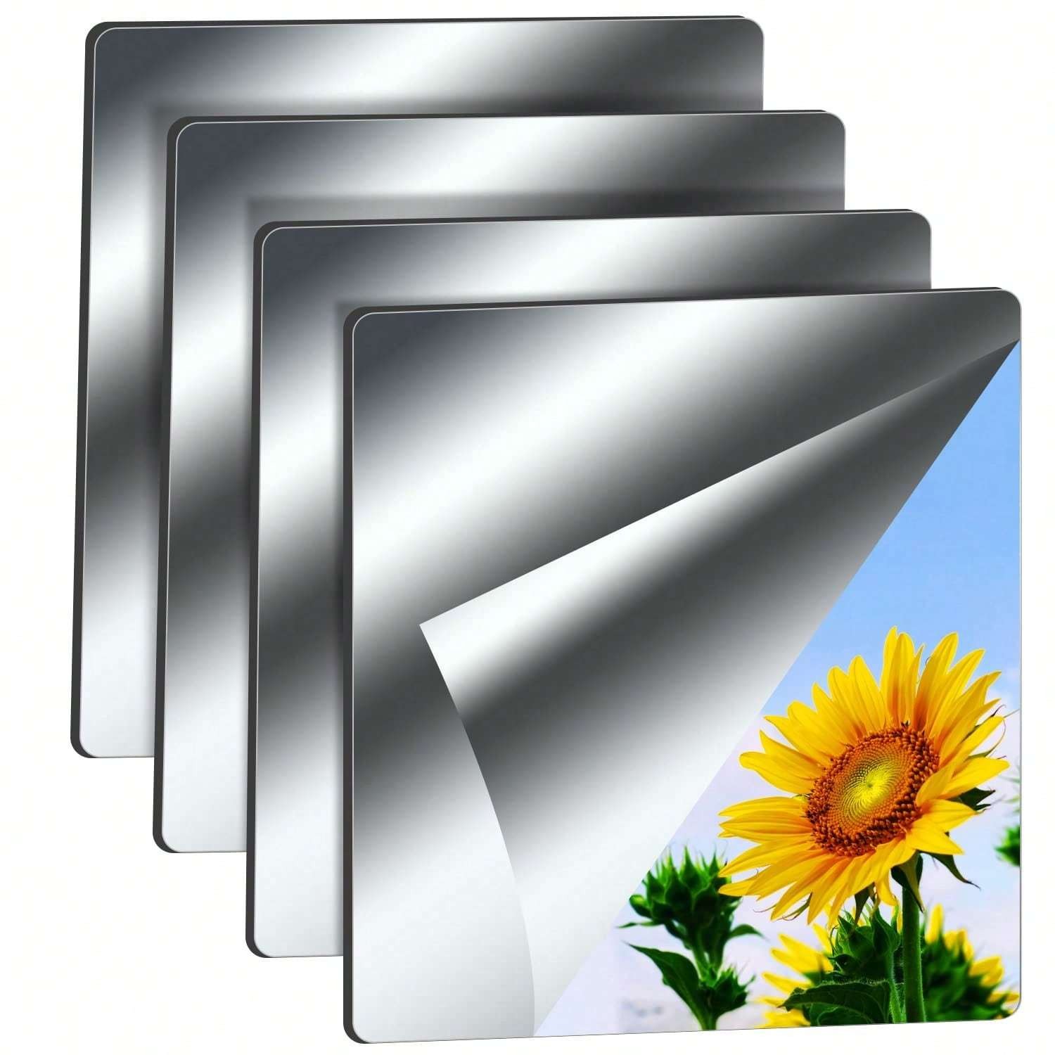 Removable DIY Square Mirror Tile Metal-Free Peel And Stick Bedroom Hanging Decor