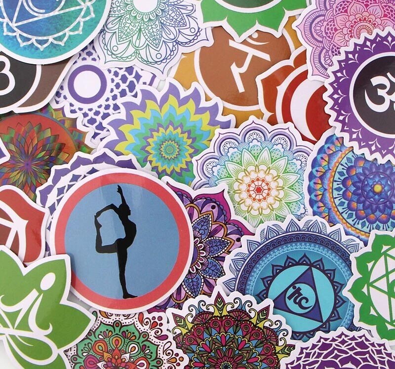 YOGA Stickers [A] Mandala Symbol Flower Pattern ~ Vinyl Waterproof Water Bottle