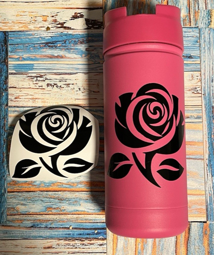Tribal Rose Permanent Vinyl Decal – 4″ Black – Decal Only