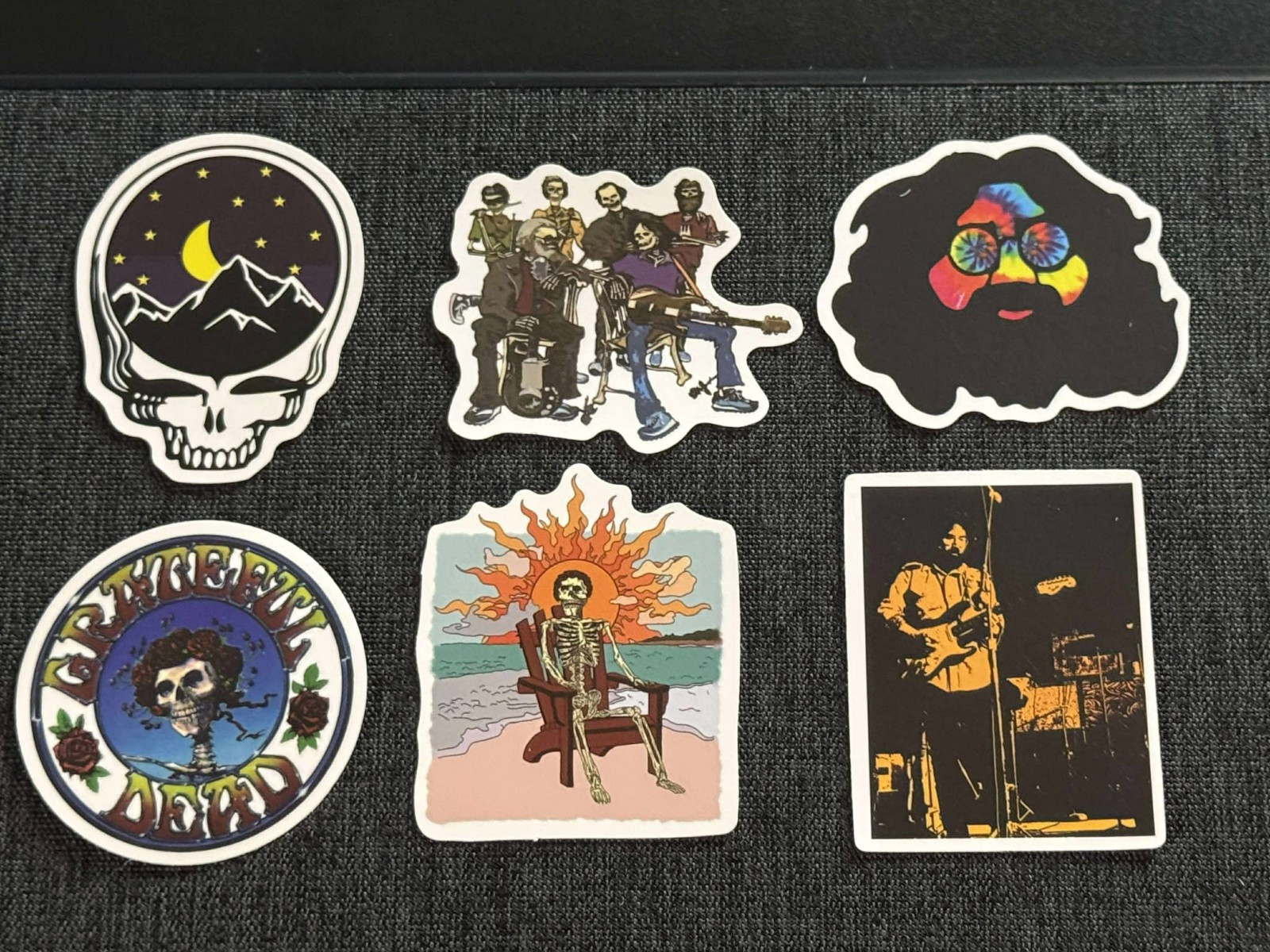 Lot of (6) GRATEFUL DEAD 1 3/4″ to 2 1/4″ JERRY GARCIA Band STICKERS Fast! FREE!